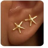 BelleVive Goldohrringe für Damen, 14 Karat vergoldete kleine Seestern-Ohrstecker, zierliche, leichte, minimalistische, schlichte, hypoallergene Ohrringe, Schmuck, Geschenke für Sie