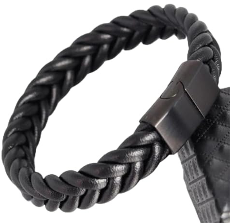 CXYWBD Klassisches Wickelarmband aus schwarzem Leder für Herren, Schmuck, hübsche Geschenke, Herrenarmband mit Verschluss