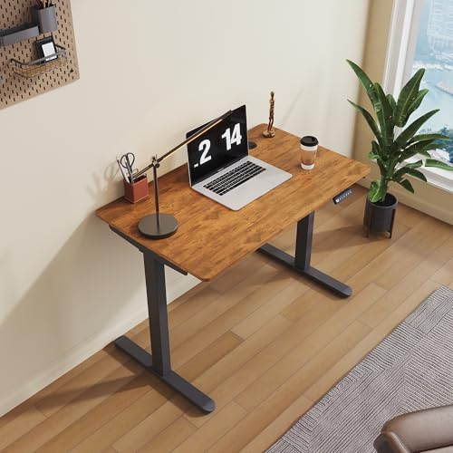 SONNI höjdjusterbart skrivbord elektriskt, 100 x 60 cm, borstlös motor med 3 minnesfunktioner, anti-kollisionssystem och kabelhantering, ståsitsbord för hemmakontor, 60 kg lastkapacitet