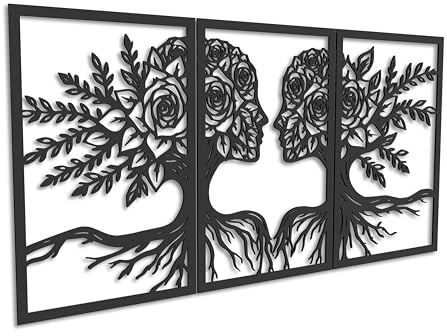 Kajaro Rosengesichter Wandbild Holz 3-teilig, 1500x800 mm, selbstklebend | Gratis: zweites kleineres Bild. Selbstklebende Holz-Wanddeko in Metalloptik, einfache Montage ohne Bohren.