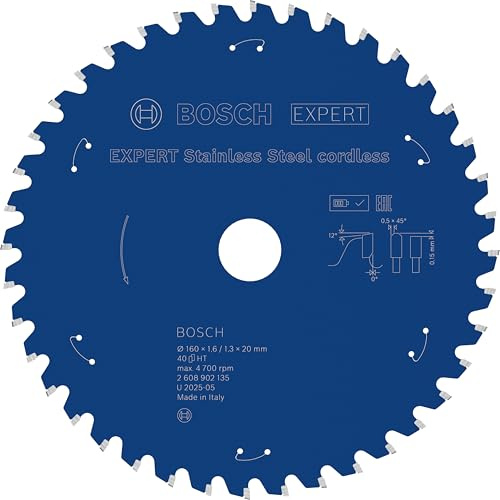 Bosch 1x EXPERT Stainless Steel cordless Kreissägeblatt für Metallsägen (für Edelstahl, Ø mm, Professional Zubehör Akku-Metallkreissäge)