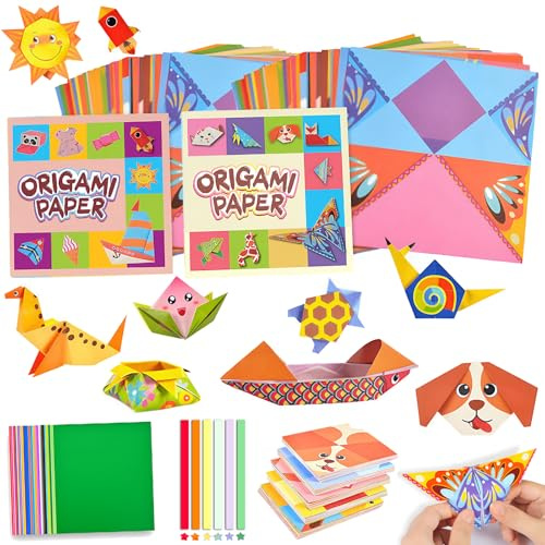 748 Blatt Origami Papier mit Star Paper, 54 Mustern Bunte Origami Kit mit Anleitungsbuch, Vielfältiges Origami-Papier, Ideal als Bastelpapier, Kunsthandwerk und kreatives Basteln mit buntem Papier