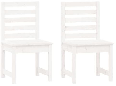 Mokuyary Gartenstühle 2er Set Weiß 50x48x91,5 cm Massivholz Kiefer Balkonstuhl Terrassenstühl, Esszimmerstühle für Terrasse， Garten, Balkon