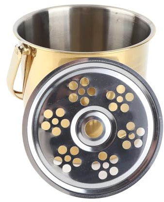 Bewinner Secchiello per il Ghiaccio Professionale in Acciaio Inossidabile con Piastra Filtrante, Secchiello per il Ghiaccio Quadrato in Metallo Addensato da 1 Litro per Cocktail Bar, Feste, (GOLD)