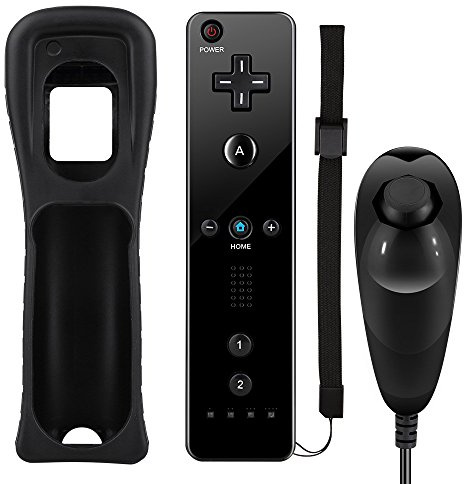 Prous XW02 Mannette sans fil pour Wii et Wii U avec Nunchuk, étui en silicone et dragonne