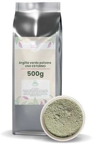 PATRIZIO BRESEGHELLO - Argilla Verde Ventilata per Uso Esterno 500 g - Argilla Verde in Polvere - Polvere per Maschera Viso Esfoliante e Depurativa