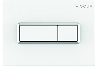 Vigour VIS Betätigungsplatte TEES Drückerplatte für WC Vorwandelement Conel (weiss m. Chromrahmen)