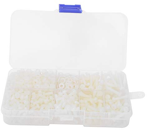 Nylon Schraube Mutter, 800 Stück M3 Nylon Schraube Mutter Set Unterlegscheibe Kombinationssatz Befestigungselemente (Weiß)