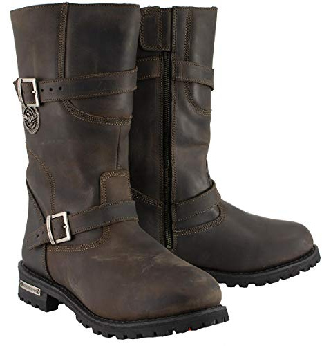 Milwaukee Leather MBM9063 Men's Classic Distressed Brown Leather Motorcycle Engineer Riding Biker Boots - 11.5
