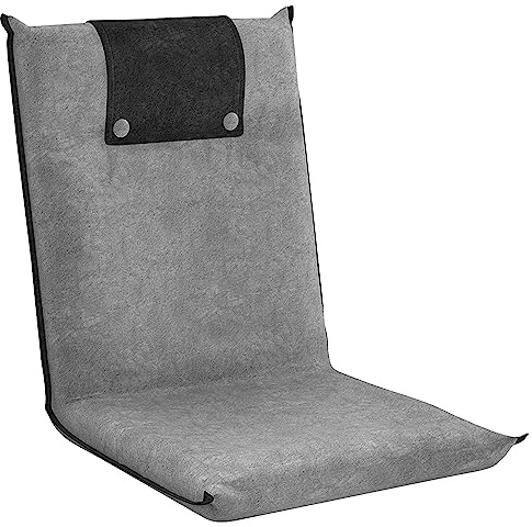 bonVIVO Bodenstuhl mit Rückenlehne – klappbarer Bodensessel Erwachsene, Sitzkissen mit Rückenlehne, Meditationsstuhl & Floor Chair, Verstellbarer Bodensitz für Gaming Yoga Camping – Hellgrau Easy II