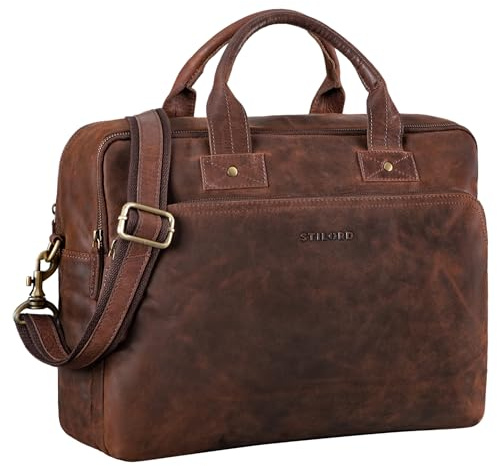 STILORD große Ledertasche braun - XL Aktentasche für Herren - Business-Tasche mit 15.6 Zoll Laptopfach - Vintage Umhängetasche Hector
