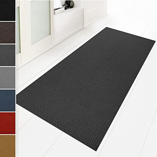 Floordirekt Schmutzfangmatte 80 x 150 cm Anthrazit, ideal auch als Schmutzfangteppich nach Maß, Teppich Flur Läufer, Küchenteppich - waschbar rutschfest, Sauberlaufmatte, Meterware (Hong Kong)