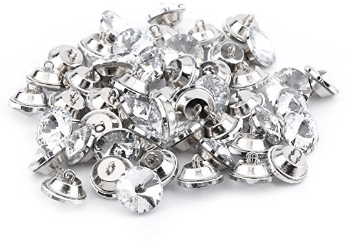 HERCHR 50 Stück Strass Kristall Knöpfe, Klare Polsterknöpfe mit Metallschlaufe, 25mm Strassknöpfe für Polsterung Kopfteil, Sofa, DIY Basteln Dekoration