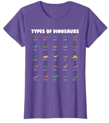 Types Of Dinosaurs Cute Cartoon Dino Design T-Shirt