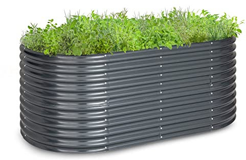 blumfeldt Hochbeet, Großes Kräuterbeet Einfacher Aufbau, Garten & Balkon, Freistehendes Gemüsebeet für Blumen, Obst & Gemüse, aus Metall, Gartenbeet 200 x 80 x 100 cm, Grau