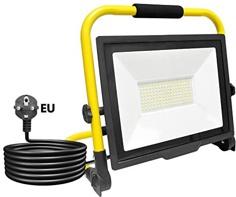 RIGIDON 100W Projecteurs de Chantier, 10000LM Lampe d'extérieur Pliable Portable Projecteur Led, Phare de Travail Led Pour Travaux d'atelier, Garage, Terrasse, Jardin, Etanche IP66 6000K Blanc