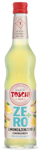 Toschi Zero+ Sciroppo Senza Zuccheri al gusto di Limone e Zenzero in Bottiglia di vetro da 560 ml.