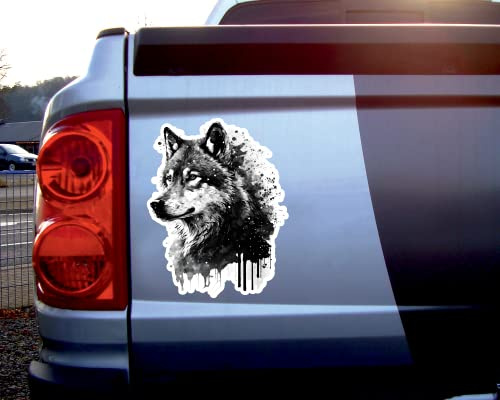 Samunshi Wilder Wolf Aufkleber Autoaufkleber für Motorrad Fahrrad Roller oder Auto Sticker Fahrrad MTB Mountainbike Rennrad Viking Wikinger (12x15cm Wilder Wolf)