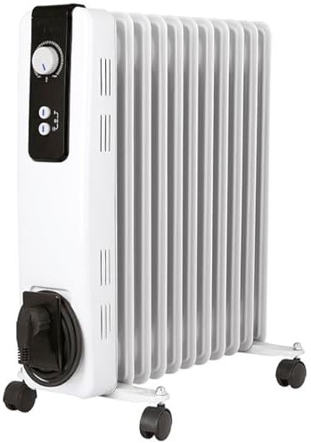 Radiador de Aceite 9 elementos 2500W RH2500, 3 potencias de calor, Termostato regulable, blanco