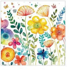 20 Servietten Blumen Moderne, bunte Frühlingswiese als Tischdeko. Papierservietten mit Motiv. Auch für Decoupage und Serviettentechnik 33x33cm