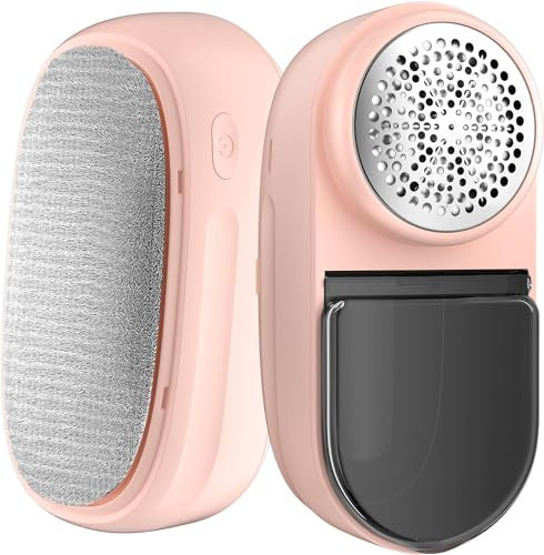 BZGG Fusselrasierer,Tragbarer Aufladbar Elektrisch Fusselentferner mit Fussel-Pinsel,Zwei Geschwindigkeiten Sind Einstellbar,Fusselfräse für Verschiedene Stoffe (Rosa)