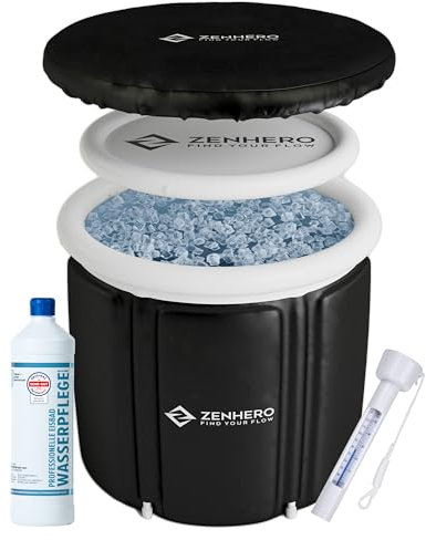 Zenhero Recupero Bagno di Ghiaccio con Termometro per atleti, Condotto di ghiaccio per crioterapia. La botte di ghiaccio è una vasca da bagno gonfiabile pieghevole per adulti, adatta per uso interno