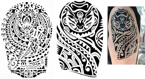 Tatuaje tribal de 2 hojas, para parte superior del brazo, tatuaje temporal, J518 522