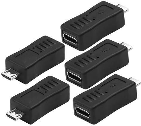 JSADZKJ Adaptateur USB-C vers Micro USB Adaptateur USB-C Femelle vers Micro USB mâle Adaptateur USB-C vers Micro 5-Pin Plug Connection Adapter,Supports Camera Phone PC Charging Transfer 5pcs