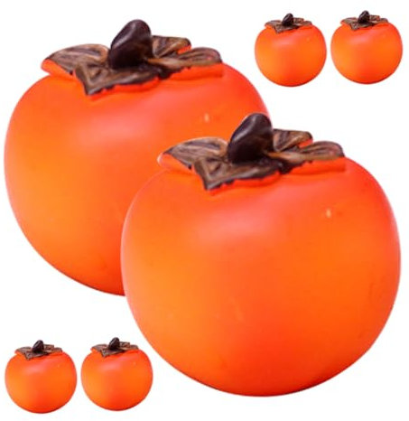 VICASKY 6pcs Artificial Persimmon Model Miniature Fake Fruit Real Look for Home Decor Photography