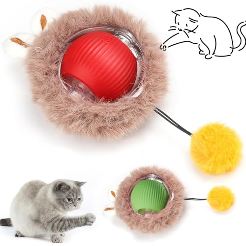 Interaktives Katzenspielzeug Katzenball,Katzenball Elektrisch mit Schnur,360° Rolling Smart Ball FüR Katzen Und Hunde,Katzenspielzeug Elektrisch mit USB Aufladbar,Interaktives Katzenballs Spielzeug