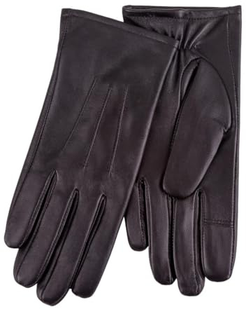 Isotoner® Ladies Three Point Leather Gloves, 100% Genuine Leather, Water Repellent, SmarTouch™ Touchscreen Technology, Supersoft Warm Lining, Wipe Clean Only, Black,Small
