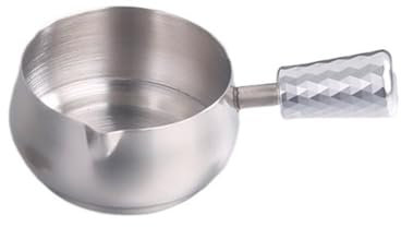 Salsera con tapa Taza comercial for salsa de carne occidental con asa, plato for salsa de acero inoxidable 304, plato for salsa y ensalada de tomate Salsera de Acción de Gracias(Silver,Medio)