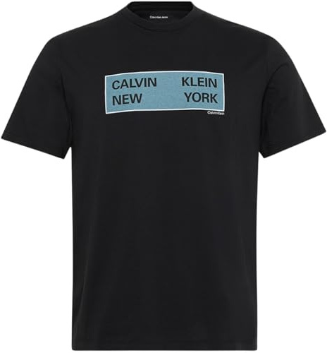 Calvin Klein Camiseta de Manga Corta Hombre Box Graphic tee Regular Fit, Negro (Black), M
