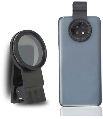 LZHSWM Filtre d'objectif de téléphone Portable 37mm 52mm adapté aux Smartphones ND Filtre Variable ND2-400 avec Filtre ND à Clipser(37mm,Close up 8 and Clip)
