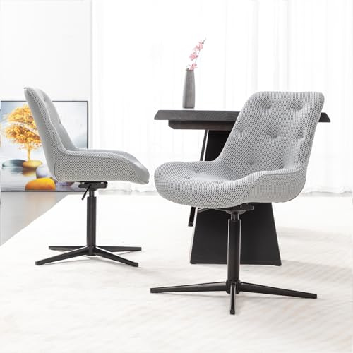 BALIAA Chaise Cuisine Lot de 2, Chaise Pivotante Salle à Manger Matériau en Maille Respirante, Pieds de Chaise en Métal, Gris