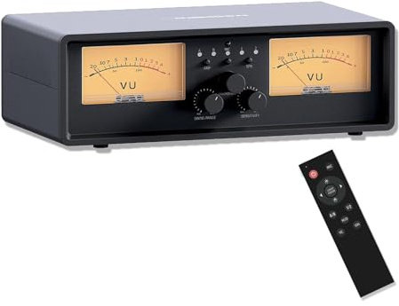 RKXKJ ET30 VU Meter Amplifier Speaker Selector Switch Box, 2 in 2 Out Vintage Switcher, with DB Panel Display & Remote Control, for Stereo Class A, B, AB, D, Tube Amps Home Audio Component