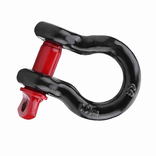 Depisuta Heavy Duty Galvanized Shackles D Ring for Vehicle Recovery Towing 2 Sizes Emergency Rescue Tie Downs for UTV ATV Steel Black Red 1 Shackle Mount (2T)