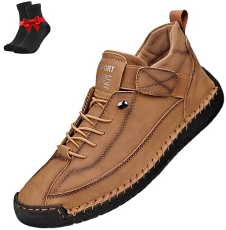 EDAT Zapatillas ortopédicas cómodas Emiline, zapatos unisex de cuero hechos a mano, botas suaves y cómodas con soporte(Light Brown,38 EU)