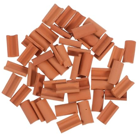 WRITWAA Materiales para Techos Miniatura 50 Tejas De Arcilla Roja Autoadhesivas para Construcción De Maquetas y Microjardines