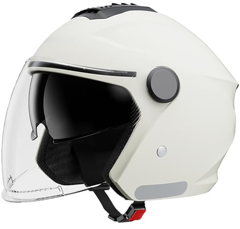 Casco Da Moto Jet Con Doppia Visiera, Casco Jet Per Scooter, Mezzo Casco Protettivo Per Uomini E Donne Adulti, Certificato DOT/ECE F,(54-62CM)