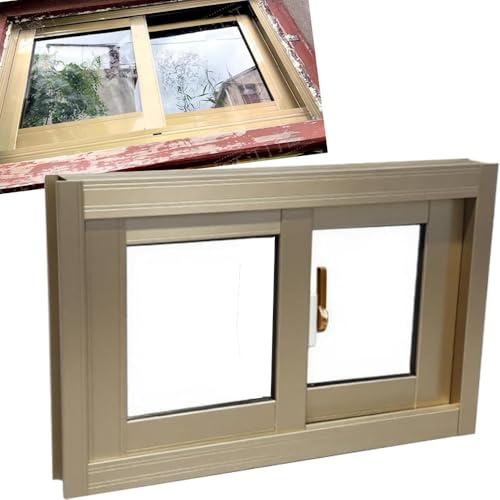 ZIUSFAC Fenêtre De Remise Coulissante Fenêtre De sous-Sol en Aluminium 50 55 60 65 70 75 80cm Fenêtres De Cabanon avec Moustiquaire Fenêtre Coulissante De sous-Sol((WxH) 70x38cm/28x15)