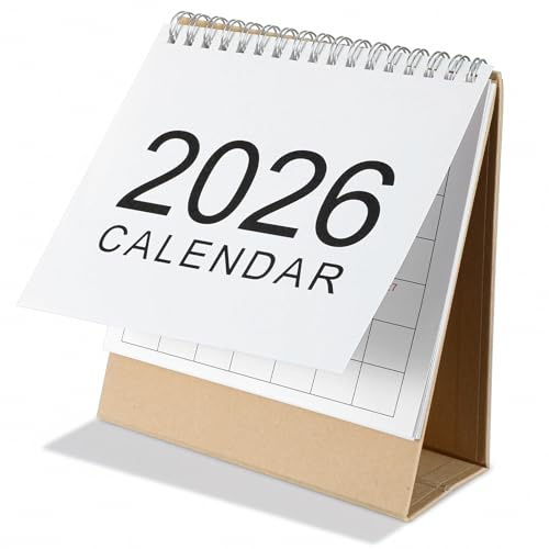 Nogeqi Mini Kalender 2026 Klein Kalender Kleiner Tischkalender 2025-2026 Mini Desk Calendar Klein Tischkalender for Home or Office Familienplaner(Einfach September 2025 bis Dezember 2026)