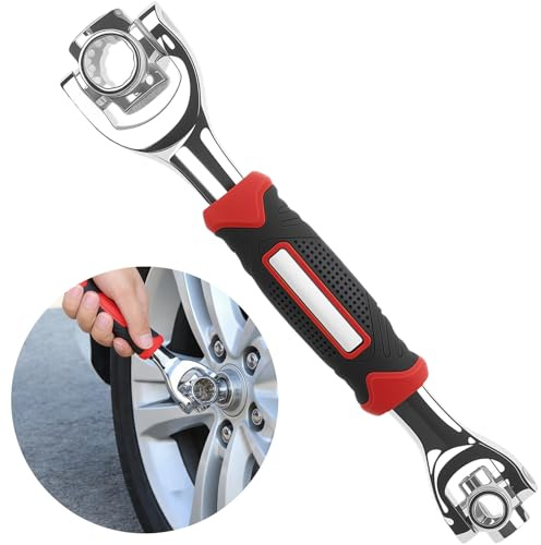 52 in 1 Torque Wrench 8 in 1 Multifunction Steel Socket Wrench with Non-Slip Grip Professional Tool for Mechanic Tyre Wheel Removal Motorcycle Car Repair Metric and Imperial Nuts and Bolts