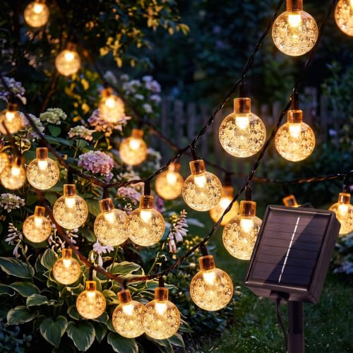 Tomshine Solar Lichterkette Outdoor 12M 100 LED, Wasserdichte Lichterkette Außen Solar Kugeln mit Fernbedienung & Timer, 8 Modi Warmweiß Solarlichterkette Außen Wetterfest für Garten, Camping