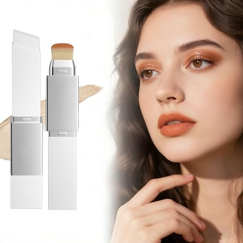 Color Changing Foundation Stick, Cover Cream Stick V White Foundation Stick with Brush Head, Full To Medium Coverage Base Makeup,Full Coverage Concealer for All Skin Types (IVORY WHITE)