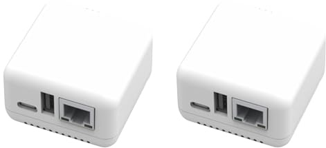 Yoeruers 2 Unidad Servidor de Impresión de Red NP330 USB 2.0 Mini Servidor de Impresión USB 2.0 con Conexión RJ45 de 100 Mbps para Teléfonos Android Enchufe Europeo.