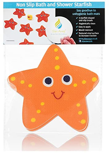 Non Slip Bath Stickers - Modern fun stylish alternative bath shower mat - strong textured stick on Anti Slip safety for family Toddler child kids baby (5x Starfish)