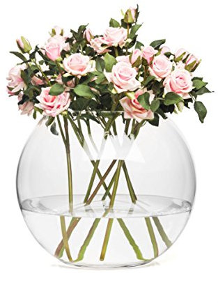 Clear Glass | Round Bowl Flower Vase 21 cm high | Floating Candles Bowl