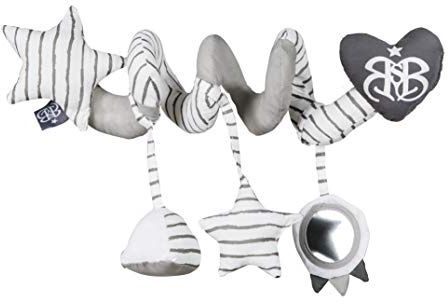 roba Activity Spirale Rock Star Baby 3 - Spielzeug Spirale zum Greifen für Bett, Kinderwagen, Laufgitter - Stoffspirale zum Aufhängen in Anthrazit/Weiß