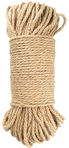 KINGLAKE 5mm 20m Juteseil, Tau Seil Strick Hanfseil, Jutegarn Kordel Jute Schnur, Rope Dickes, Handlaufseil, Schiffstau, Juteschnur Bastelseil für DIY Dekoration Garten